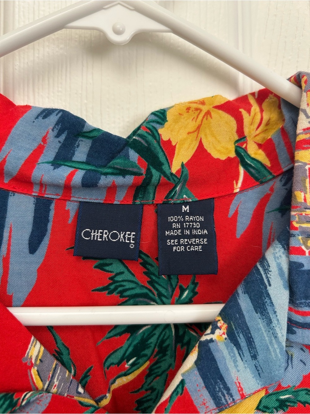 Vintage Cherokee Tropical Rayon Shirt - Red Floral Print | Size M - Picture 2 of 4